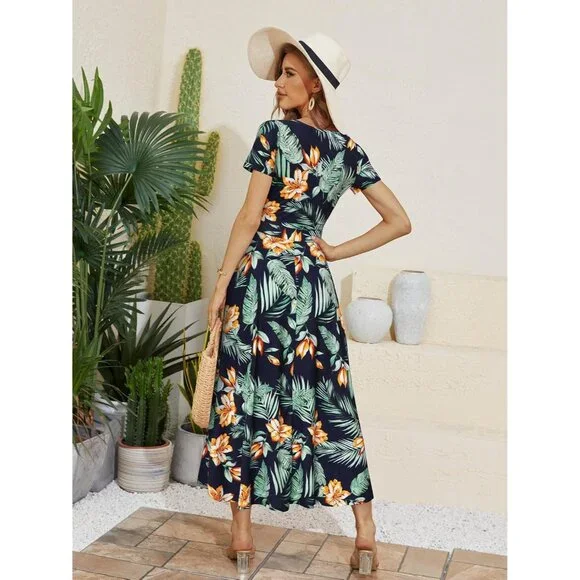 boho casual maxi dresses Kid Girl Ruffled Boho Casual Maxi Dress with Pockets Blue, Blue / 6-7 Years main image 0